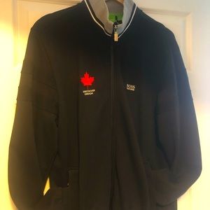 Hugo Boss -Full Zip sweater with Vancouver Canada Detail in Size Large -Black